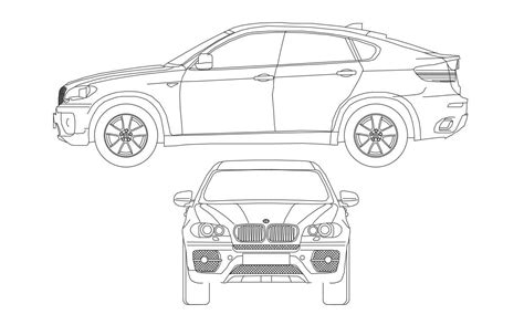 car side elevation cad block.